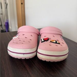 CROCS Pink Clogs with Jibbitz Size 7 W Will clean before shipped!